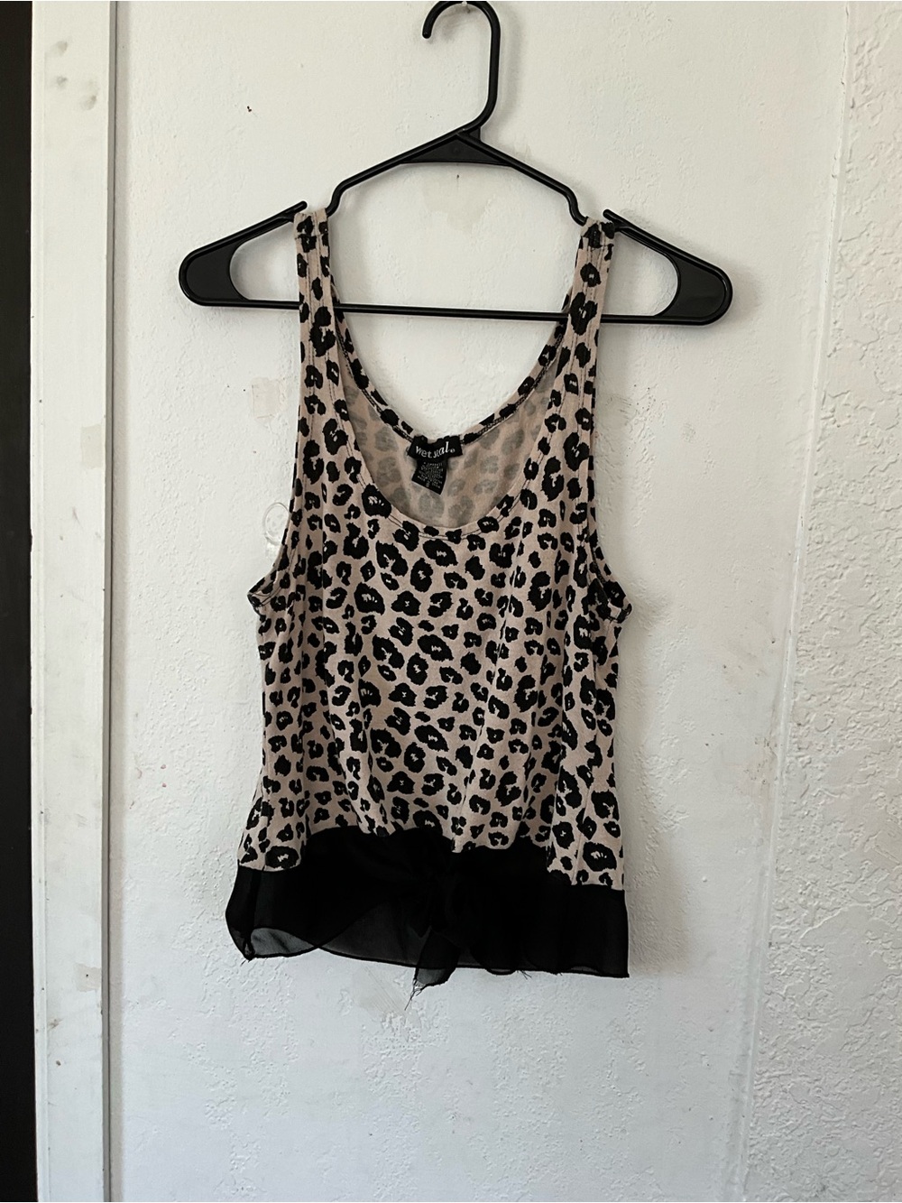 Wet Seal Beige Leopard Print Tank with Black Hem